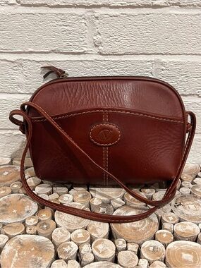 Vintage Arcadia Chestnut Brown Genuine Leather Crossbody Shoulder Bag Purse